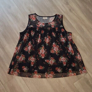 Bobby Brooks Plus Size Sleeveless Top All Over‎ Floral Print Size 2X